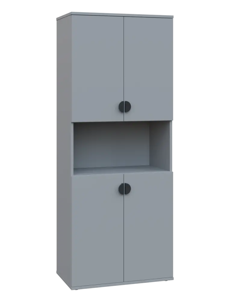 TN 5 - 74DN kancelářská skříň, 4-dveřová/nika, 1822x720x400, šedá